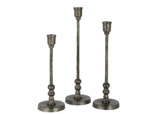 Set 3ks granitový antik kovový svícen na úzkou svíčku Becca - Ø 10*40 cm