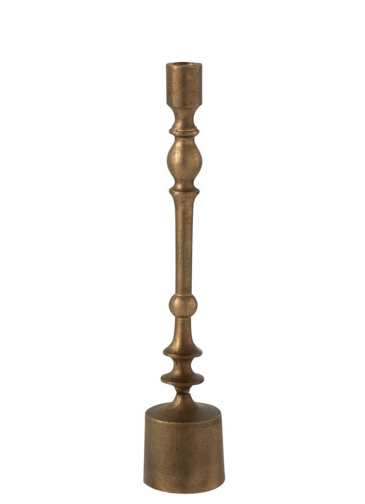 Bronzový antik kovový svícen na úzkou svíčku Neu - Ø 8*41 cm