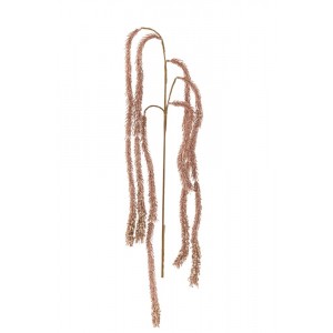 Růžová třpytivá dekorační převislá větvička s listy Branch Leaf - 60 cm