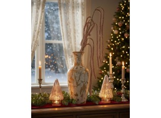 Růžová třpytivá dekorační převislá větvička Branch glitt - 60 cm