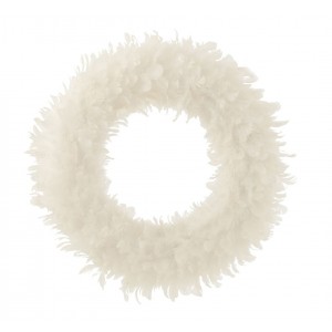 Bílý peříčkový věnec se třpytkami Wreath glitt - Ø 50*6 cm