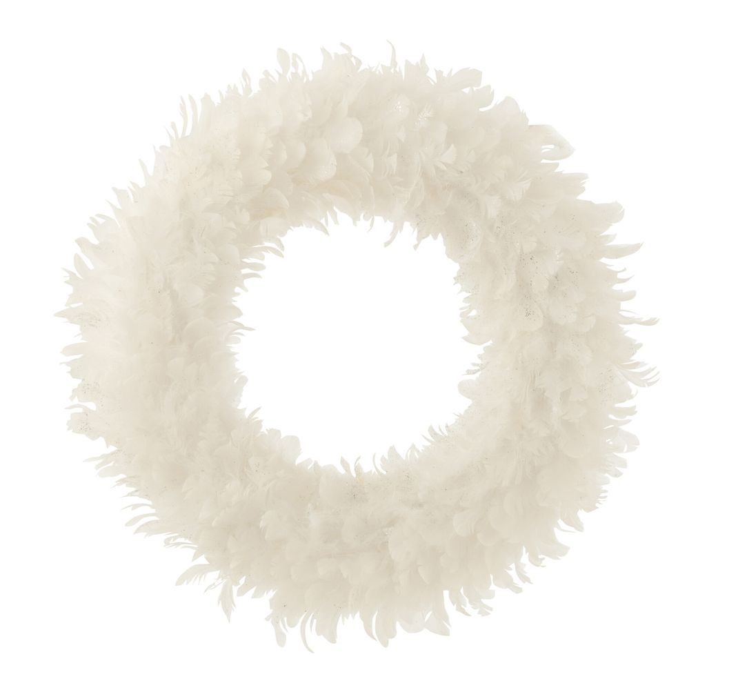 Bílý peříčkový věnec se třpytkami Wreath glitt - Ø 50*6 cm
