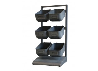 Granitová antik kovová police se 6-boxy - 27*23*57 cm