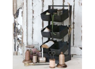 Granitová antik kovová police se 6-boxy - 27*23*57 cm