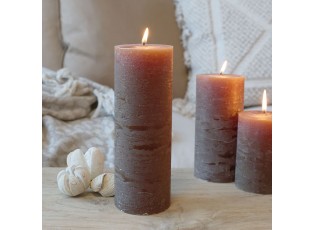 Hnědá široká svíčka Macon Rustic nut - Ø 7*20cm/ 80h