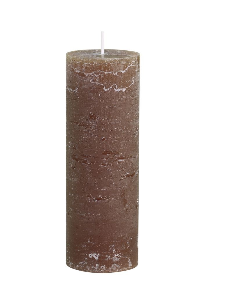 Hnědá široká svíčka Macon Rustic nut - Ø 7*20cm/ 80h