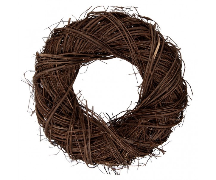 Přírodní hnědý proutěný věnec Woodly S - Ø 35*9cm Clayre & Eef