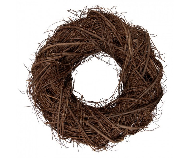 Přírodní hnědý proutěný věnec Woodly M - Ø 40*11cm Clayre & Eef