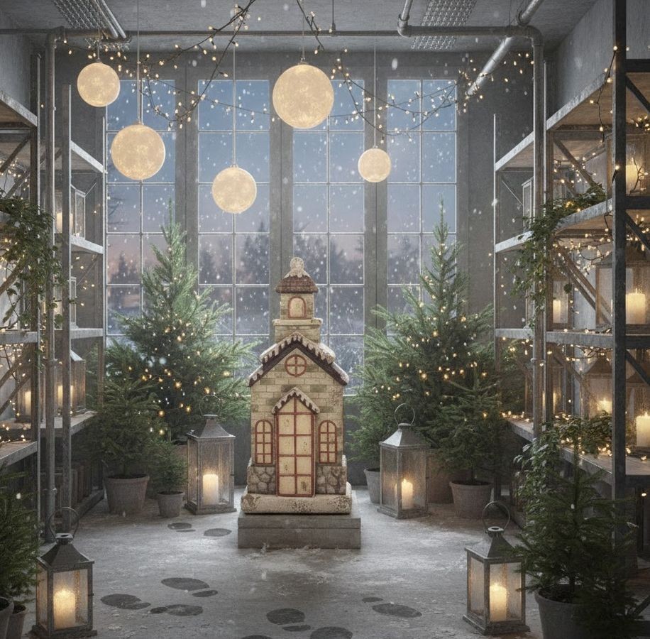 Béžová antik dekorace domek kostel - 36*30*80 cm