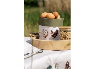 Béžový košík na pečivo se slepičkami Barnyard Chicken - Ø 15*16 cm