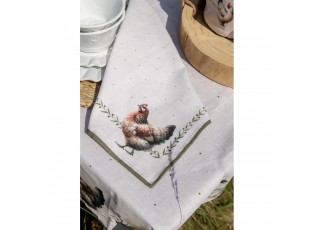6ks béžový ubrousek se slepičkami Barnyard Chicken - 40*40 cm