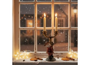 Svícen na 2 úzké svíčky Santa - 17*10*28 cm