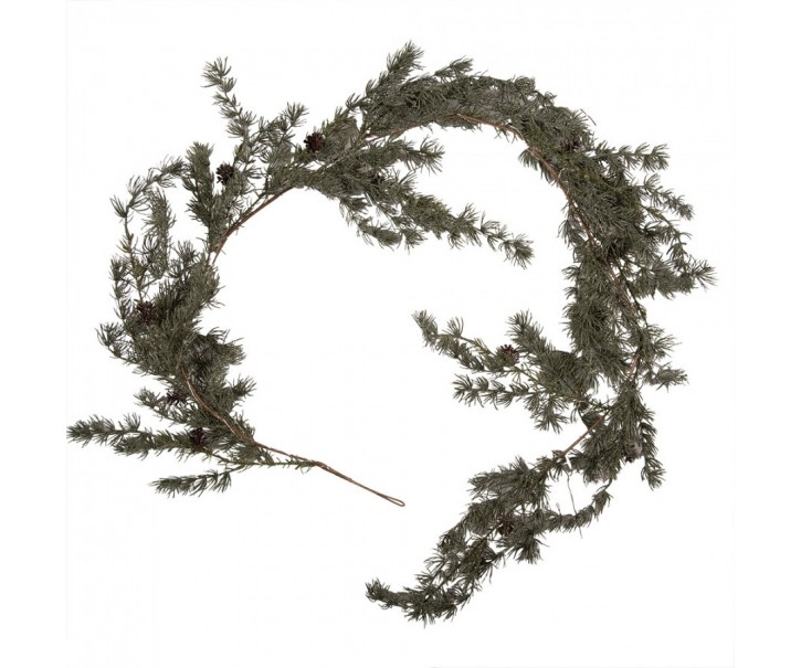 Vánoční zelená cedrová girlanda se šiškami a LED - 20*7*180 cm / 3*AA Clayre & Eef