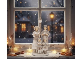 Béžová vánoční dekorace sbor Christmas Choir - 15*11*30 cm