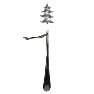 Stříbrná kovová lžíce na obouvání stromek Tree - 51cm