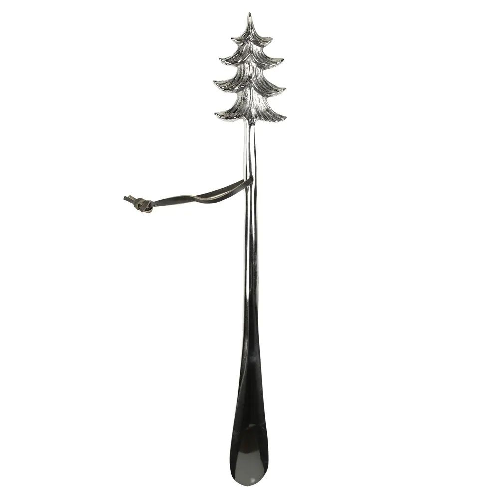 Stříbrná kovová lžíce na obouvání stromek Tree - 51cm