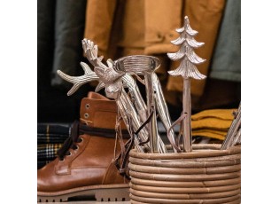 Stříbrná kovová lžíce na obouvání stromek Tree - 51cm