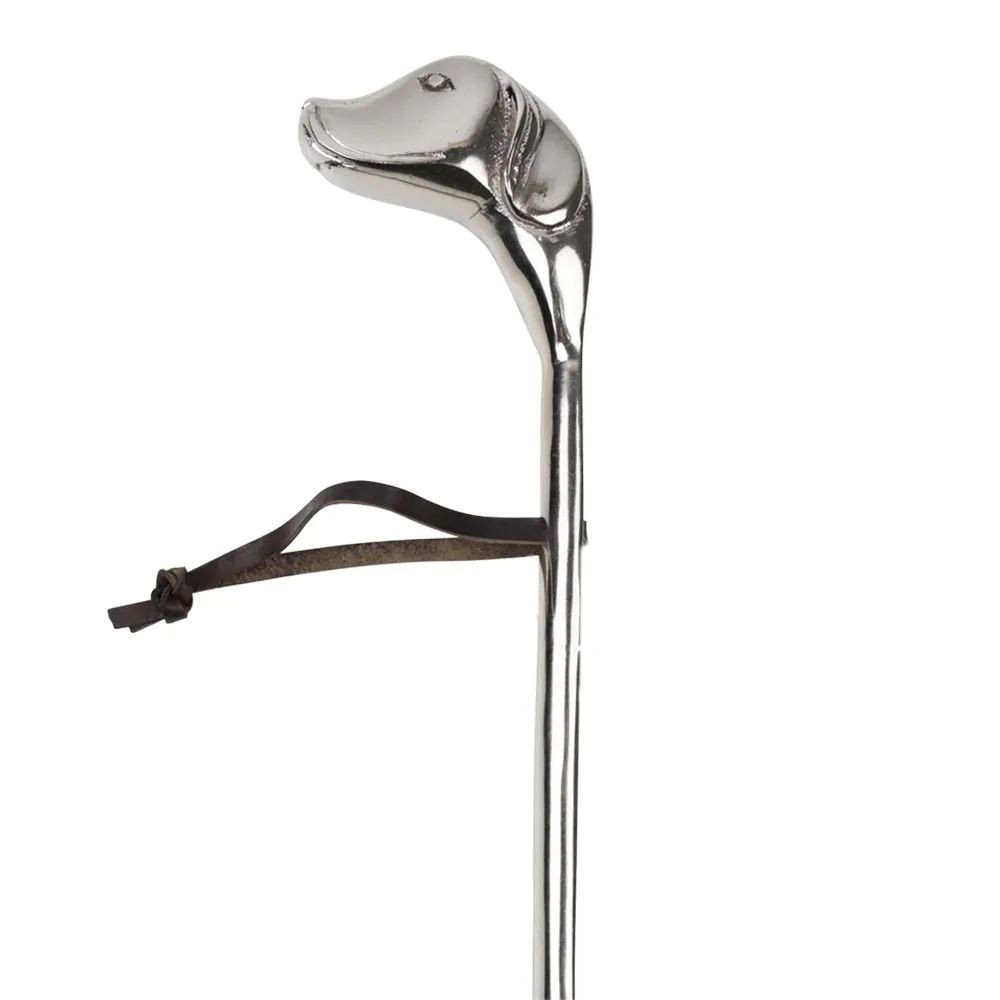 Stříbrná kovová lžíce na obouvání hlava pes retrívr - 50cm ABSLH