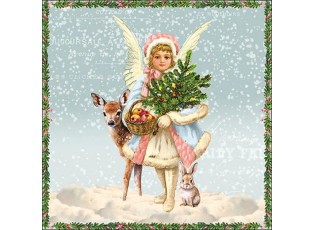 Papírové ubrousky s andílkem Snowy day - 33*33 cm (20ks)