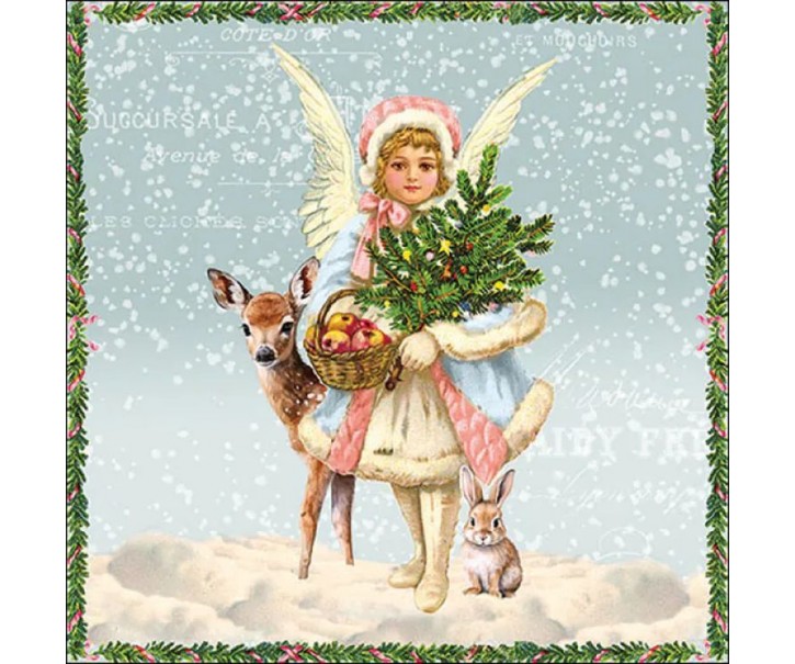 Papírové ubrousky s andílkem Snowy day - 33*33 cm (20ks) Ostatní