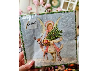 Papírové ubrousky s andílkem Snowy day - 33*33 cm (20ks)