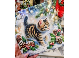 Papírové ubrousky s kočičkou ve sněhu Cute cat - 33*33 cm (20ks)