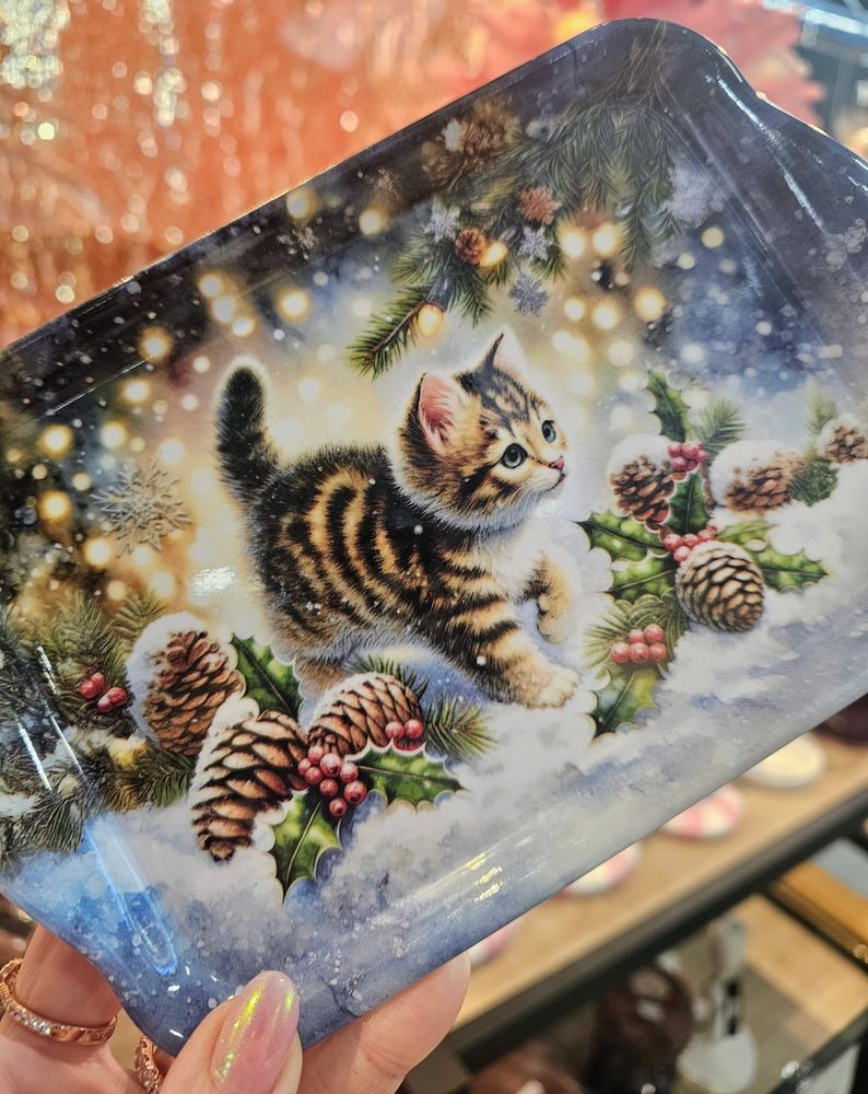 Melaminový tácek s kočičkou ve sněhu Cute cat - 13*21 cm Ostatní Melaminový tácek s kočičkou ve sněhu Cute cat - 13*21 cm Ostatní