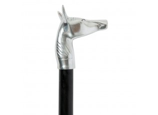 Černá dřevěná vycházková hůl s hlavou koně Horse - 98*5*9,5 cm