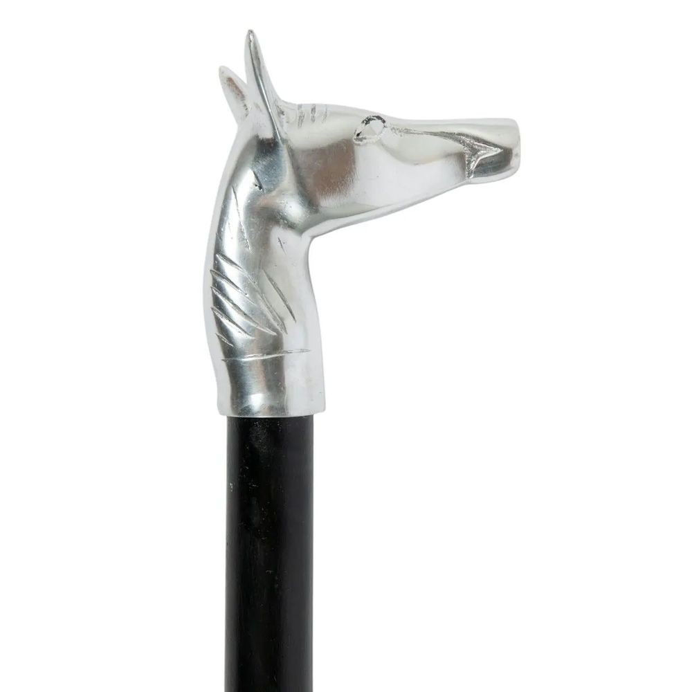 Černá dřevěná vycházková hůl s hlavou koně Horse - 98*5*9,5 cm