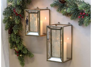 Mosazná antik nástěnná lucerna Jollie - 11*11*17 cm