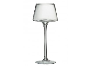 Skleněný veliký svícen na noze Hurricane - Ø 15*35 cm