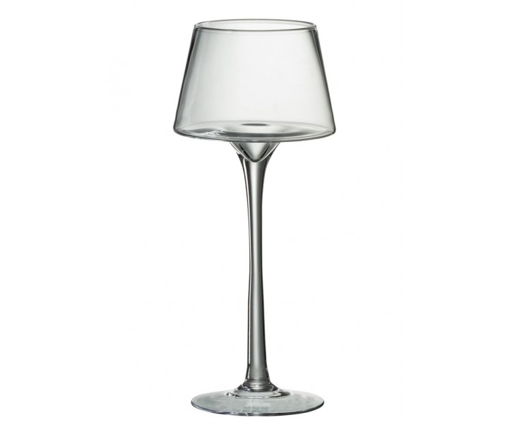 Skleněný veliký svícen na noze Hurricane - Ø 15*35 cm J-Line by Jolipa