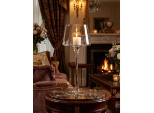 Skleněný veliký svícen na noze Hurricane - Ø 15*35 cm