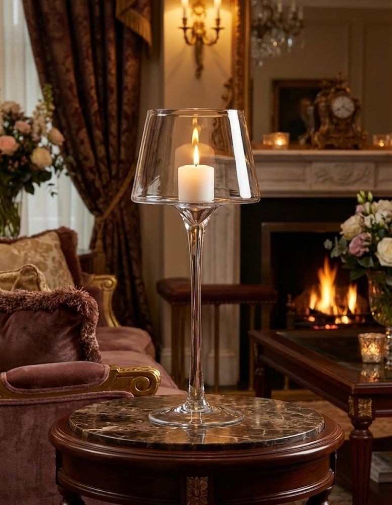 Skleněný veliký svícen na noze Hurricane - Ø 15*35 cm J-Line by Jolipa Skleněný veliký svícen na noze Hurricane - Ø 15*35 cm J-Line by Jolipa