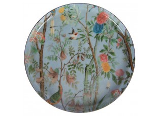 Modrý kovový podtácek Antique Garden - Ø 11*1 cm