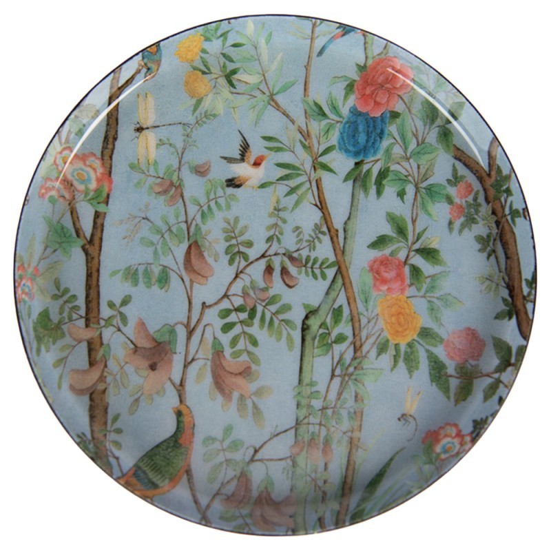 Levně Modrý kovový podtácek Antique Garden - Ø 11*1 cm 66424