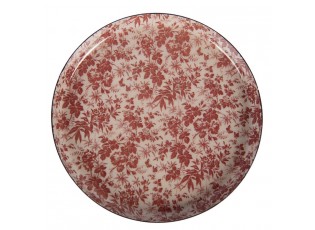 Bílo-červený kovový podtácek Antique - Ø 11*1 cm