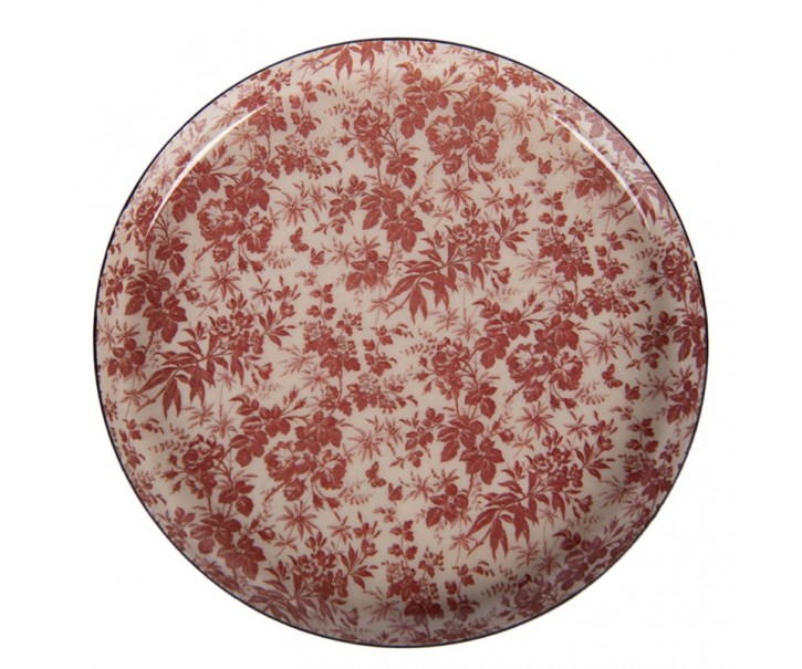 Bílo-červený kovový podtácek Antique - Ø 11*1 cm Clayre & Eef