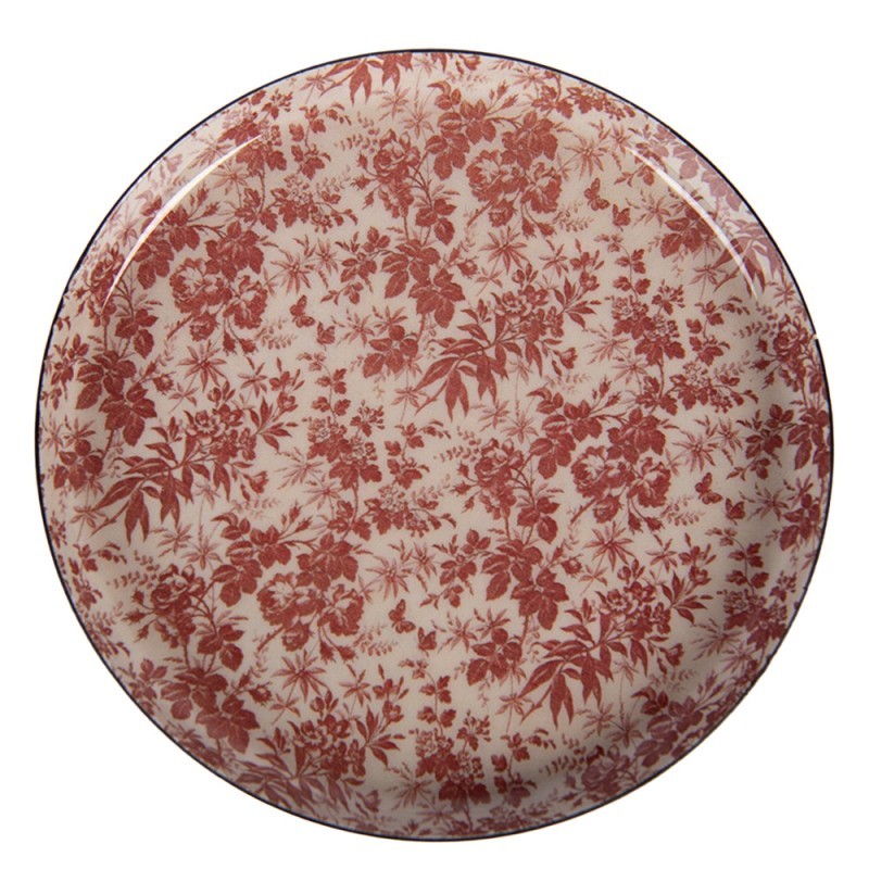 Levně Bílo-červený kovový podtácek Antique - Ø 11*1 cm 66421