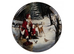Barevný kovový podtácek Santa - Ø 11*1 cm