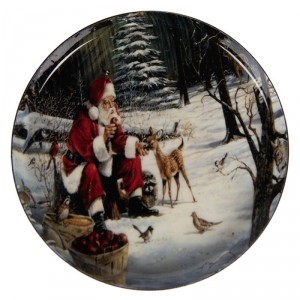 Barevný kovový podtácek Santa - Ø 11*1 cm