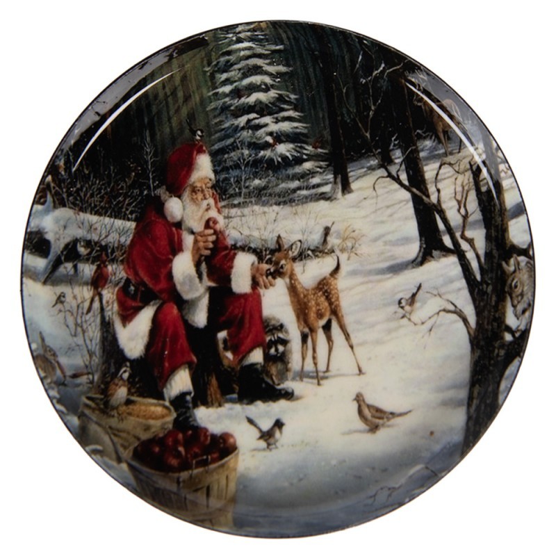 Levně Barevný kovový podtácek Santa - Ø 11*1 cm 66420