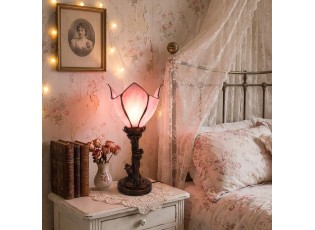 Stolní lampa Tiffany Folwia Pink - Ø18*32 cm E14/max 1*25W