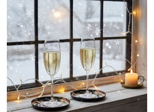 Černý kovový podtácek hlava Jelen s květy - Ø 11*1 cm