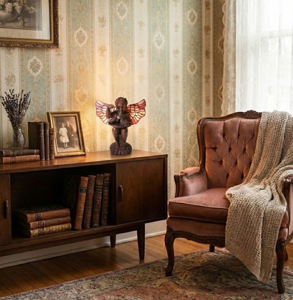 Stolní lampa Tiffany Ange - 33*21*33 cm E14/max 2*25W