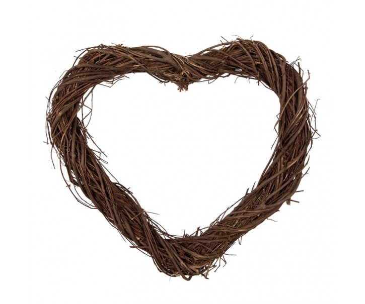 Přírodní hnědé proutěné srdce Woodly S - 30*3*30 cm Clayre & Eef