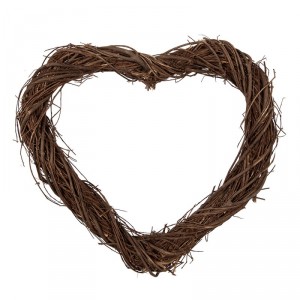Přírodní hnědé proutěné srdce Woodly S - 30*3*30 cm