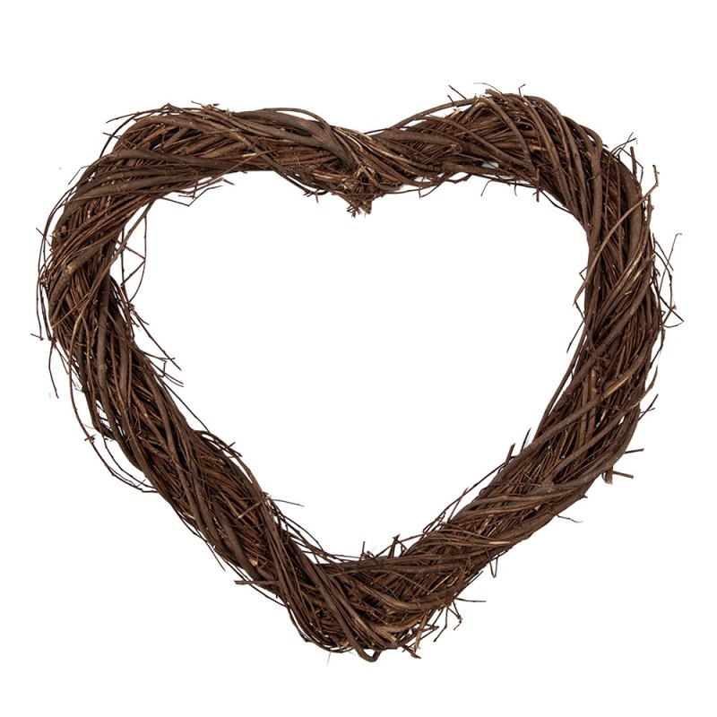 Přírodní hnědé proutěné srdce Woodly S - 30*3*30 cm