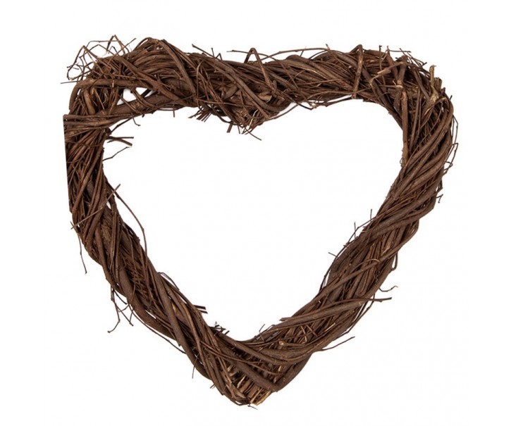 Přírodní hnědé proutěné srdce Woodly XS - 20*3*20 cm Clayre & Eef