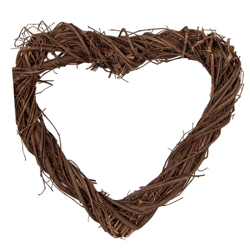 Přírodní hnědé proutěné srdce Woodly XS - 20*3*20 cm